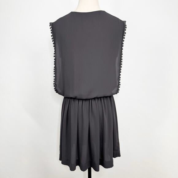 Gat Rimon Swing Dress Gray Neutral Mini PomPom Party Date Night Boho Size 4 - Picture 3 of 10
